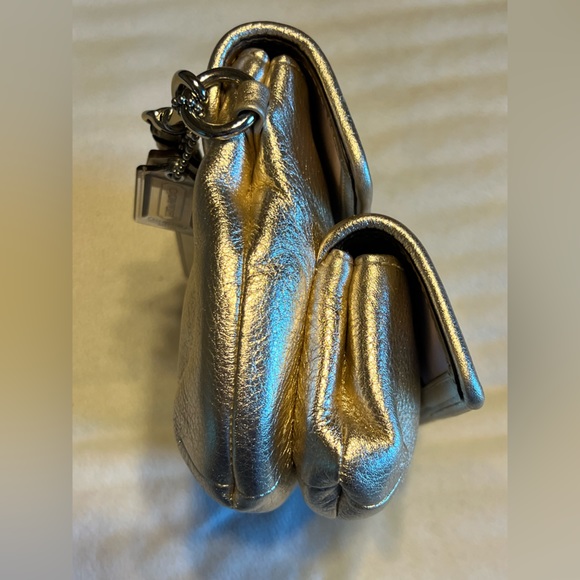COACH Metallic Gold Leather Wristlet Clutch With Two Turn Lock Compartme… - Picture 4 of 13